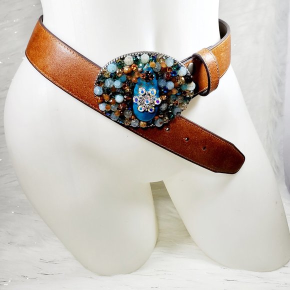 Turquoise Multi Silver Crystal Bling Buckle! - Picture 6 of 6